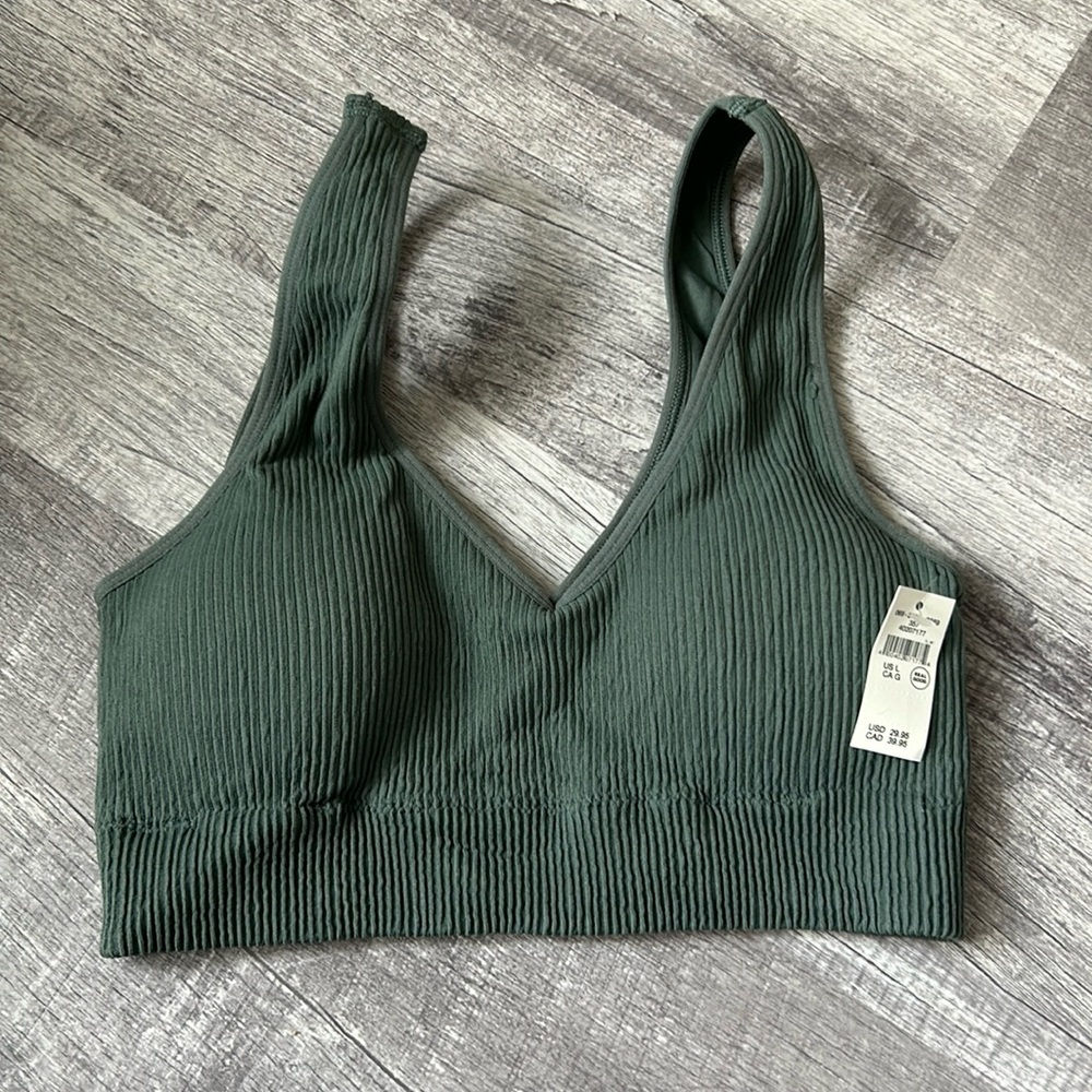 NWT Aerie Ribbed V-Neck Sports Bra L